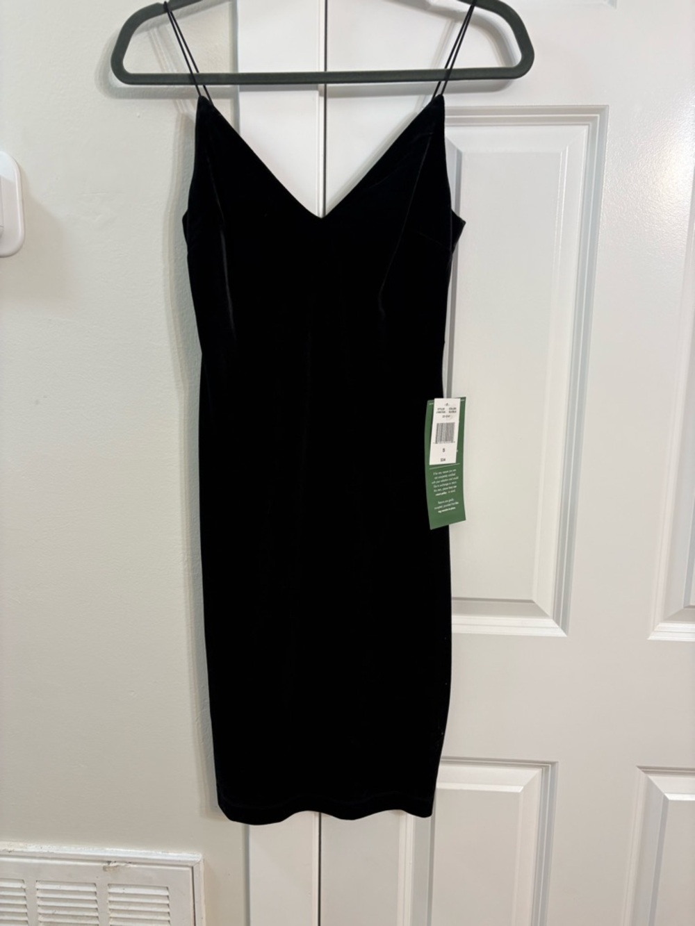 B. Smart Black Velvet Slip Mini Dress with Spaghetti Straps